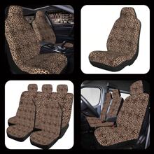Fundas de asiento de coche con estampado de leopardo de cobertura total, ajustable para sedán, SUV y camioneta, protector de cojín, opciones disponibles de individual/doble/3 asientos/5 asientos, tela duradera para todo tipo de clima