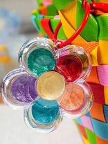 Juego de pintura de acuarela sólida de 6 colores con flores lindas - Pinturas metálicas perladas con estuche con llavero | Kit de arte portátil mini para viaje | Activación instantánea, fácil de usar para bocetos y manualidades, útiles escolares, vuelta al cole