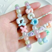 1 pieza Pulsera de resina con letra personalizable y colorida, pulsera de letra de nombre DIY, regalo para mamá/novia - Multicolor - Ver 3