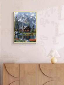 1 Stück DIY Diamant Malerei Landschaft mit fließendem Wasser und Cottage, Vollbohrung Heimdekoration 11,8*15,7 Zoll / 30*40 cm - Verschiedenfarbig - Übersicht 5