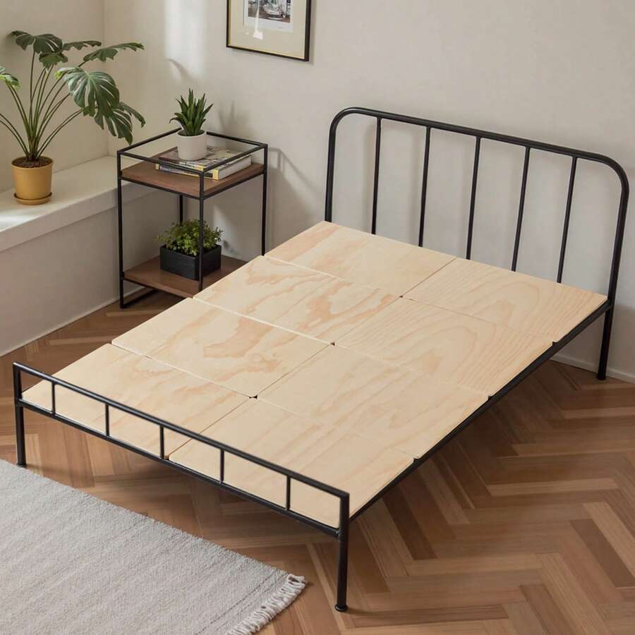 Full Size Bunkie Board, 0.4 In Foldable Bed Board Slats With Connection, Wooden Mattress Support For Full Size Bed, Support Under Mattress Boards, Ready To Use, 8 Piece, Burlywood - Full Size Burlywood - 查看 1