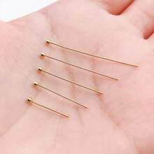 50pcs Ball Head Pins 18K Gold Plated Brass Ball Eye Pins 16/20/25/30/35mm Ball Headpins For DIY Charm Earrings Braceles Necklaces Crafts Jewelry Making