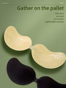 2pcs Adhesive Bra Pads, Silicone Sticky Invisible Bra, Strapless & Backless Bra Suitable For Strapless Dresses, Push-Up Bra - Multicolor - View 2