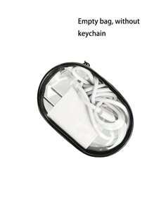 2/1 Peça Bolsa de Armazenamento de Cabo de Dados Portátil Transparente, Mini Bolsa de Armazenamento com Zíper, Bolsa de Armazenamento Multifuncional Compacta, Estojo para Fones de Ouvido e Carregador com Chaveiro, Bolsa para Pulseira, Bolsa para Maquiagem, Acessórios de Viagem Transparentes e Suprimentos Escolares