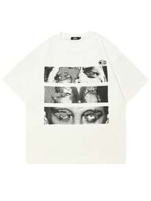 Tiny Spark 男士休闲图案印花短袖T恤，夏季 - 白色 - 查看 2