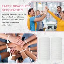 SHI50 Pcs Plain Silicone Rubber Bracelets Elastic Rubber Wristbands Blank Colored Bracelet Sports Bands For Stretch Wristband Wrist Bands For Women Men Party Gifts White - White - View 3