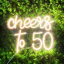Insegna al neon "Buon 50° Compleanno" | Insegne al neon per 50° compleanno per decorazione da parete, luce al neon a LED bianco caldo, insegna a lettere, luce al neon per camera da letto, bar, compleanno, matrimonio, decorazione festa, compatibile USB con laptop