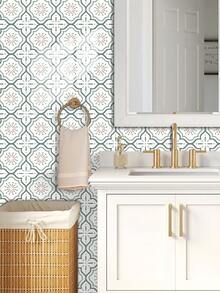 OUTANA 10片装极简主义PVC防水自粘哑光墙纸，防水、防潮、防油，可作墙面装饰贴纸（装饰贴纸，非瓷砖），适用于客厅、厨房、卧室、浴室、厨房地面、防溅板、办公室和家具装饰，防水乙烯基地板，房间墙面涂料，家居装饰瓷砖，艺术墙，客厅墙面装饰 - 彩色 - 查看 8