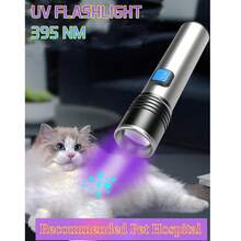 1 Pieza Linterna UV de Alto Poder 395nm | Antorcha recargable por USB y con zoom | Resistente al agua IP65 | Detector de orina UV para campamento/emergencia | Luz ultravioleta LED - Como se muestra en la imagen - Ver 3