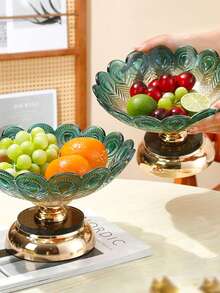 1 pieza Frutero de vidrio de lujo y colorido, gran cesta de frutas para la encimera de la cocina, cuencos de vidrio decorativos para servir frutas, postres, pasteles, dulces y snacks