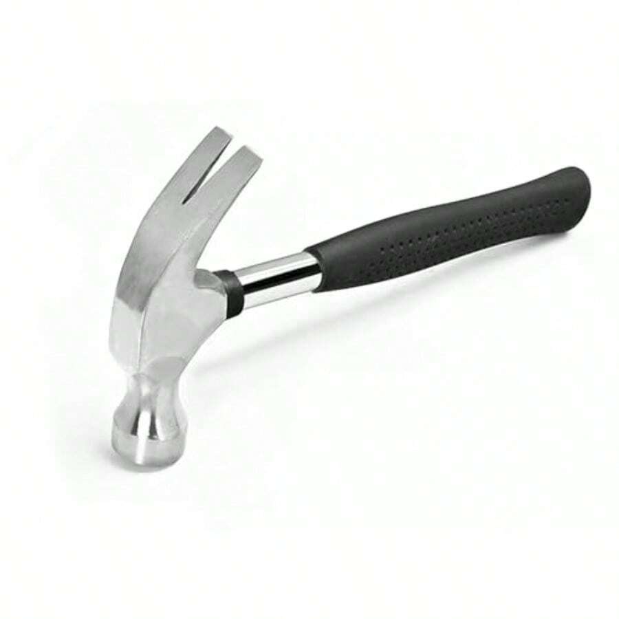 Mini martillo de garra de 4 onzas con mango de goma para un agarre fácil, quitador de clavos multiusos para el hogar, alfombras y paredes, agarre antideslizante y con reducción de impactos - Mixto (gris plateado y negro) - Ver 1