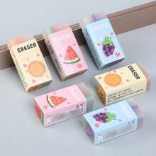 3 件可爱创意水果形橡皮擦，新奇文具学校用品，适合送给学生的完美礼物/部分配件、颜色、文字、图案、形状随机