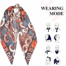 35 Inches Silk Head Scarf-Satin Hair Scarves Silk Bandana Scarf Headscarf For Women's Fashion Scarveshalloween - 佛白腰果 - 查看 6