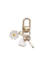 Colgante de corazón blanco personalizado con decoración de margarita, se puede grabar con inicial y bendición/carta de amor | Llavero de corazón | Accesorio personalizado para bolso | Regalo, llavero, accesorio único para teléfono - Multicolor - Ver 15