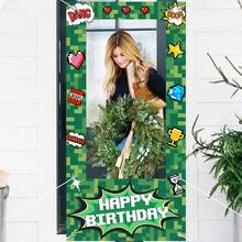 1Pc-Polyester- Pixel Party Green Decorations For Birthday Celebrations, Photo Booths, And Wall Decorations, No Power Needed, Photo Booth Background | Pixelated Design |Pixel Party Decorations - Multicolor - View 4
