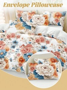 2/3pcs Duvet Cover Set, Floral Quilt Cover, Flower Bedding Set, Daisy And Rose, Skin-Friendly Comforter Cover Set, Soft And Comfortable Bedding Set For Bedroom, Printed Bedding Set, Washed Microfiber Duvet Cover, Breathable, Dustproof Non-Slip, Lightweight And Ailky Smooth,Suitable For All Seasons, For Twin/Queen/King,1pc Duvet Cover And 2/1pc Pillowcase, Perfect Holiday Gift,Fall Decor,Autumn Decor,Room Decor