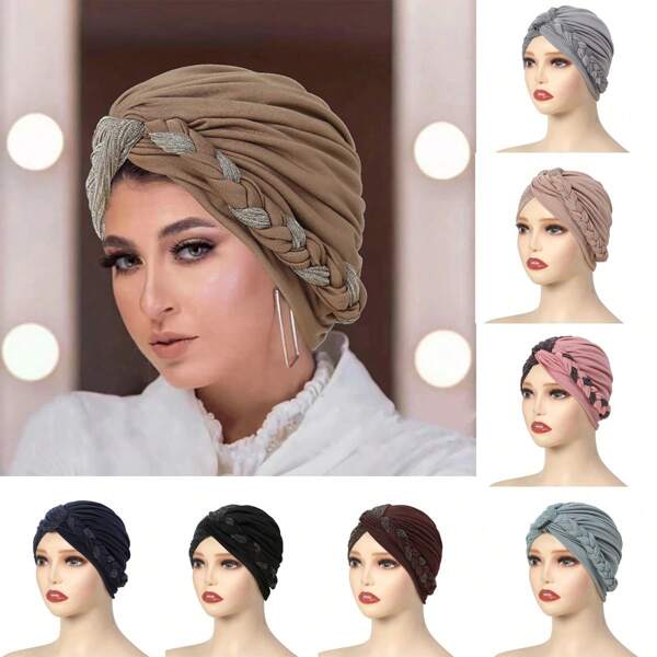 1pc New Multicolor Patchwork Holographic Tinsel Twist Braid Turban Head Wrap