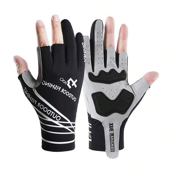 1 Pair Fingerless Fishing Gloves, Unisex, Lightweight Summer, Suitable For Outdoor Fishing, Cycling And Other Outdoor Sports