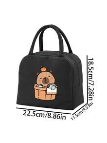 1 件，创意水豚图案印花隔热便当袋，可重复使用的大容量午餐盒袋，适合办公室工作人员和旅行返校学校用品袋女士午餐袋冷藏袋野餐配件学校配件学校午餐盒 - 彩色 - 查看 12