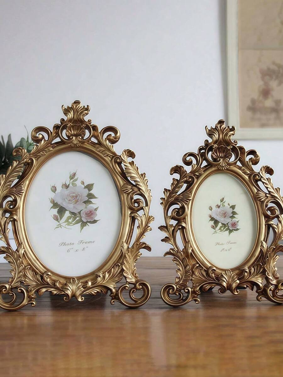 1 buah Bingkai Foto Resin Emas Gaya Eropa Vintage 6 Inci, Stand Pajangan Dekorasi Rumah, Hadiah Terbaik untuk Ulang Tahun dan Wisuda - MultiWarna - View 1