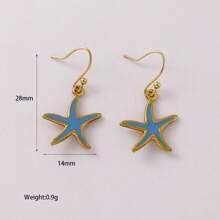 Collar y aretes con diseño de concha marina y estrella de mar, estilo de vacaciones en la playa de moda europea y americana para el verano
