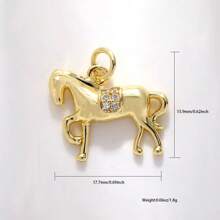 Collar con colgante de caballo de cobre con efecto de goteo de aceite, colgante de joyería de animales como perro globo, leopardo, elefante con circonita, accesorios de joyería de lujo DIY, regalo para novio, novia, mejor amigo