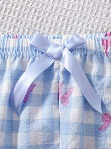 2 sztuki spodni piżamowych w kratę dla kobiet, luźne spodnie wypoczynkowe z kokardką, spodnie do spania dla kobiet, ubrania na jesień