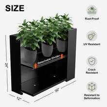 Metallic Heavy Long And Large Outdoor/Indoor Planter, Rectangular Trough Planter Box, 30"Lx24"Wx12"H, 33Pounds Powder Coating Modern Commercial Residential For Patio, Deck, Yard, Garden - 黑色 - 查看 2