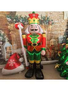 1pc Oversized Freestanding Lollipop Shaped Aluminum Foil Balloon With Nutcracker Soldier Design - Standing Candy Nut Soldier - View 2
