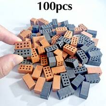微型粘土积木，50/100/200 块可重复使用的 8 孔迷你粘土砖，逼真的 DIY 微型积木，带 8 孔普通砖块套装，用于微型建筑场景和盆景装饰的假积木