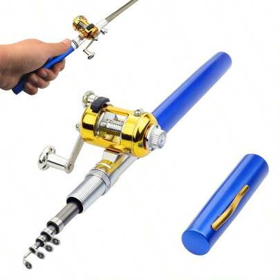 1 Set Mini Fishing Rod Reel Combo, Mini Pen Fishing Rod Kit, Retractable Fishing Rod, Spinning Reel, Portable Storage