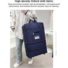 Three-Layer, Expandable, Foldable Oxford Cloth Luggage Bag. Foldable Suitcase With Six Universal Wheels. Large Luggage Bag For Long-Distance Travel, Large, Foldable, Waterproof Oxford Cloth Storage Bag With Large Capacity. 28 X 48 X 82 Cm (Black/Blue/Purple) - 藍色 - 查看 2