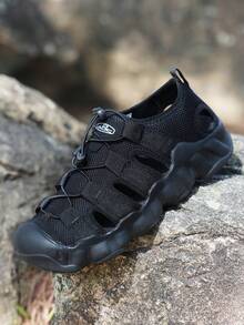 新款编织凉鞋，男士凉鞋，中学生凉鞋，厚底沙滩凉鞋，罗马镂空凉鞋 - 黑色 - 查看 7