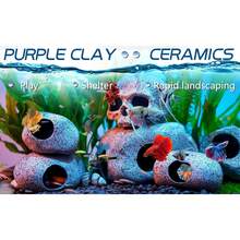 1 件水族箱装饰洞穴，鱼缸配件岩石装饰适用于虾、慈鲷、隐藏式房屋喂食碗隐藏式装饰