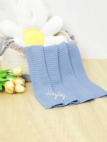 Customized Hand-Embroidered Casual & Minimalist Knitted Blanket For Children, All Season Personalized,Multi-Functional,Ornamental,Letter,Stylish,Modern,Colorful,Cute,Adorable,Casual,Custom,Personalised,Unique,Customized,Ideal Gifts For Him,Ideal Gifts For Her,Multi-Functional,Ornamental,Letter,Stylish,Modern,Colorful,Cute,Adorable,Casual,Custom,Personalised,Unique,Customized,Ideal Gifts For Him,Ideal Gifts For Her - Light Blue - View 3