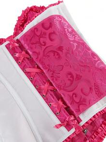 Áo corset bustier họa tiết hoa jacquard cỡ lớn dành cho nữ, áo quây không dây, hở lưng, thích hợp cho tiệc tùng mùa hè. - Màu Hồng Tươi - Xem 7