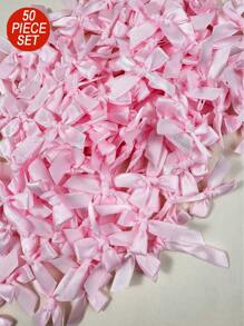 50pcs Plain Half Made Fabric Bow Ties, DIY Hair Accessories, Party Decorations, Multi-Purpose Semi-Finished Bows