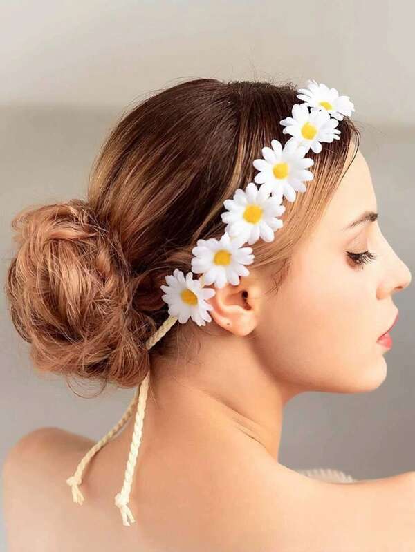 1pc Sunflower Floral Wreath Headband, Sweet Aesthetic Everyday Outdoor Photo Prop, Summer