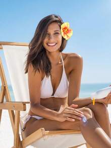 4 Pcs Hawaiian Flower Hair Clips, Women's Frangipani Hibiscus Hair Clips, Artificial Flower Hair Clips For Holiday Beach Party (Red+Yellow+Blue+Pink), Claw Clips, Hair Claws, Hair Slide, Hair Barrettes, School Stuff - Multicolor - View 2