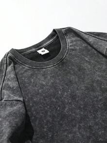 4pcs Men's Regular Fit Casual Washed Short Sleeve Crew Neck T-Shirts, Polyester Solid Color Sports Tops - Multicolor - View 4