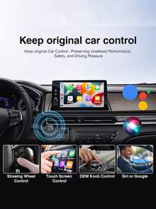 1pc 2in1 Wireless CarPlay Dongle Wireless Android Auto Adapter AI Smart Box Car Intelligent Systems For Car With Wired CarPlay - Multicolor - View 6