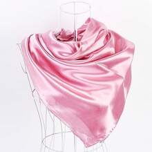 35 Inches Silk Head Scarf-Satin Hair Scarves Silk Bandana Scarf Headscarf For Women's Fashion Scarveshalloween - 純粉紅色 - 查看 10
