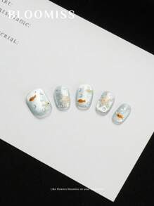 10 Pieces Of Handcrafted Press On Nails Short , Hand-Painted Production, Summer Nails, Reusable Fake Nails Nail Supplies Nails