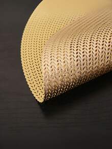 Kit 4 ou 6 Tapete De Mesa Posta Redondo Design Elegante Impermeável - Dourado - Visão 4