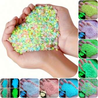 1000 pièces/paquet (Poids: 25g) Sable lumineux de 3-5 mm pour jardin, paysage aquatique, pierre fluorescente. Mini pierre résine lumineuse, pierre résine lumineuse pour succulentes, décoration de jardin, micro-paysage, décoration bonsaï, couloir, aquarium