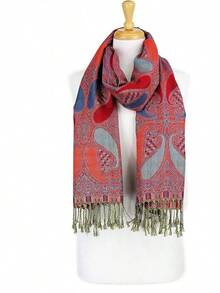 Paisley Pashmina Scarf For Women PASKMLNA - A18-6 Red-orange - View 4
