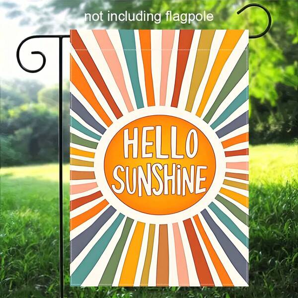 1pc Hello Sunshine Classic Garden Flag 12"X18" Double-Sided Outdoor, Summer Party Holiday Coarse Linen Yard Outdoor Decor
