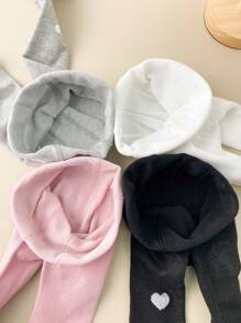 4 Pairs 4 Pairs Girls' Nine-Point Toddler Tights, Children's Leggings, Solid-Color Simple Love-Patterned Skinny Pants, Moderate Thickness, Suitable For Wearing Over A Skirt.