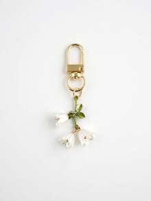1 件女士优雅百合花饰钥匙扣百合珠吊坠简约装饰适用于包背包和汽车钥匙背包装饰