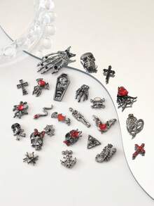 Halloween Nail Charms 3D Spider Skull Hand Alloy Nail Art Supplies Black Charms Nail Jewelry For Women Halloween DIY Nail Art Decoration Accessories - 彩色 - 查看 6